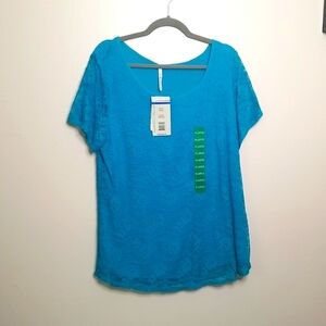 Leo & Nicole Lace Blouse Aqua Blue Women's XLarge New